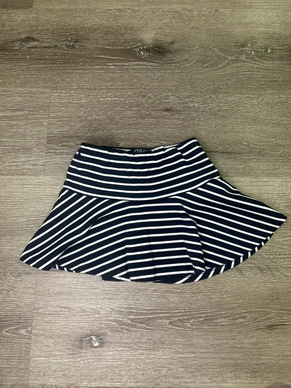 Polo Ralph Lauren Girls Striped Skort Size 4 Black White Nautical Ruffle